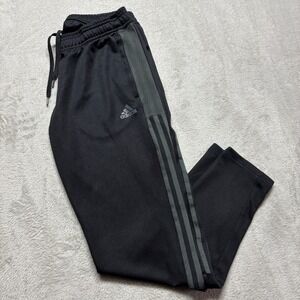 Adidas Aeroready Tiro Track Pants Womens M Black Gray Striped Pockets Ankle Zips